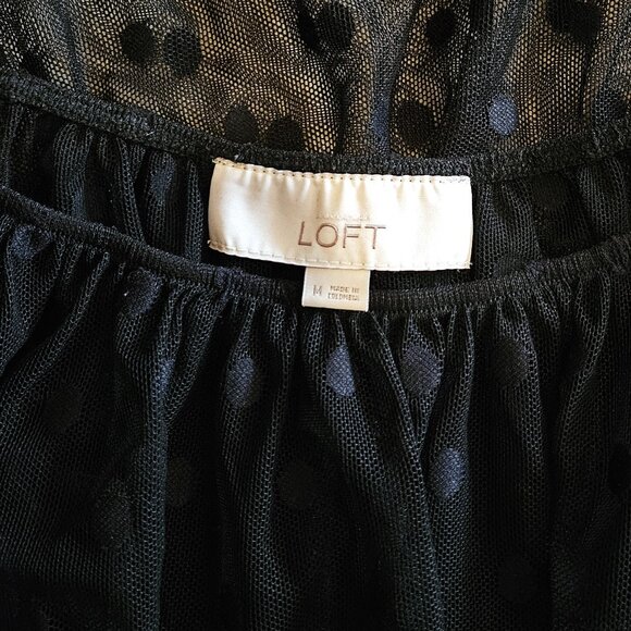 ANNE TAYLOR LOFT, - 3/4 polka dot sheer black blouse - Picture 9 of 9